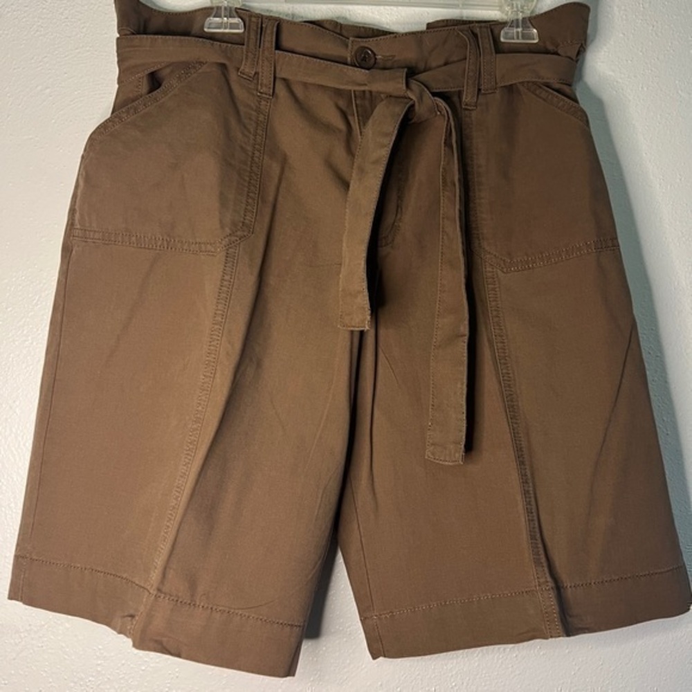 French Cuff cocoa brown shorts w/matching tie at waistband. Sz 16. Preowned. EUC